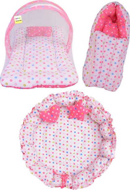 Kwitchy New Born Baby Bed Mattress Mosquito Net Sleeping Bag Gadda Set Nest Bed standard Crib