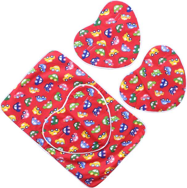 KUBER INDUSTRIES Soft Cotton Car Print Mattress Crib Sheet/Bed With 3 Petch for Baby 24"x36"(Red) Baby Beds Car Print