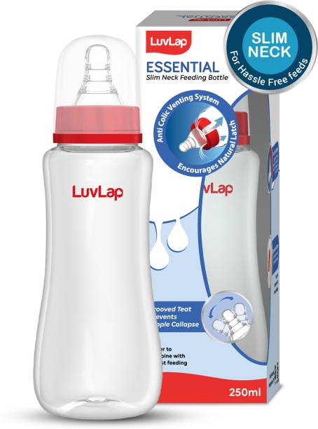 LuvLap Anti-Colic Slim/Regular Neck Essential Baby Feeding Bottle, BPA Free - 250 ml