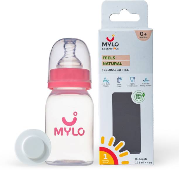 MYLO Baby Feels Natural Feeding Bottle for New Born Babies | Anti Colic | Easy Flow - 125 ml