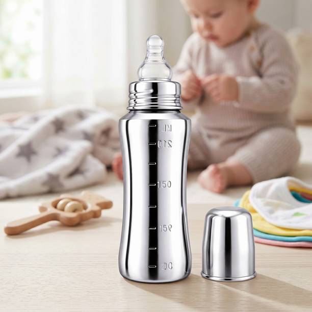 Fzaana Baby Feeding Bottle Stainless Steel Travel Friendly BPA Free Leak Proof Design - 250 ml