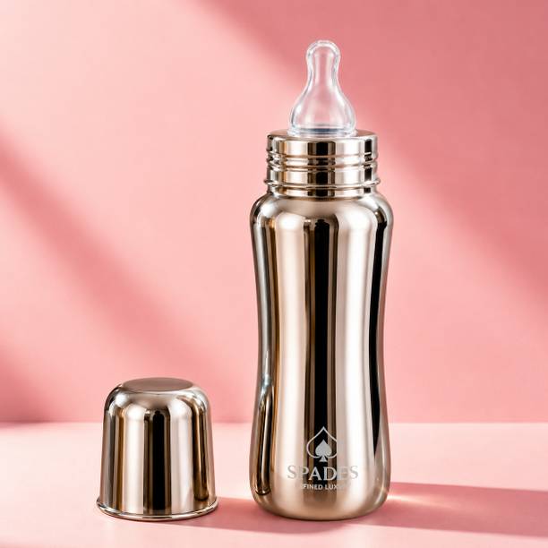 SPADES Stainless Steel Baby Feeding Bottle | Milk feeder |Plastic-Free Leak proof 1 Pcs - 250 ml