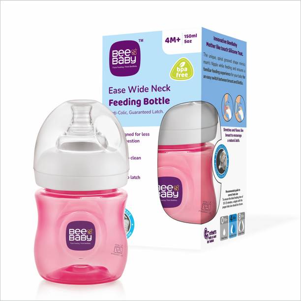 Beebaby Ease Wide Neck Anti Colic Baby Milk Colour Feeding Bottle for Infants. - 150 ml