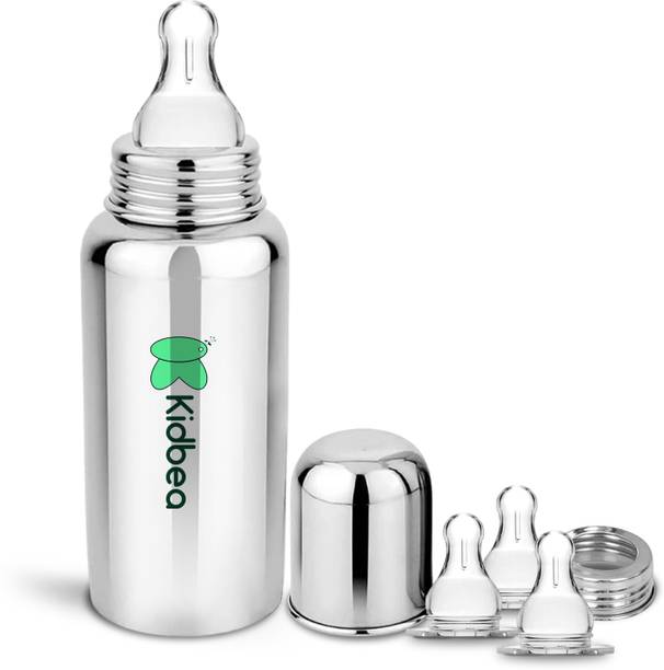 KIdbea Baby Feeding Bottle, BPA Free, Anti-Colic, Plastic-Free, Medium-Flow Nipple - 249 ml