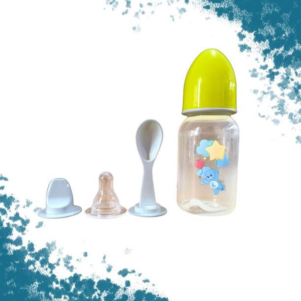 Nanhi Muskaan Baby Feeding Bottle Set | 1 Bottle + 3 Nipples + Spoon Feeder - 250 ml