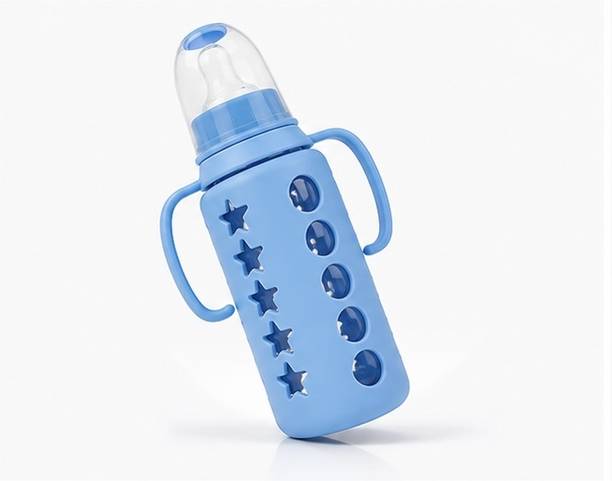 MELLORACART BABY FEEDING GLASS BOTTLE BPA FREE BLUE 240ML - 241 ml
