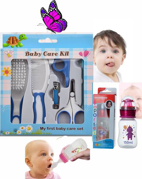 Dresszon Mumlove Anti-Colic Wide Neck Baby Feeding Bottle150ml With Baby Care Kit - 150 ml