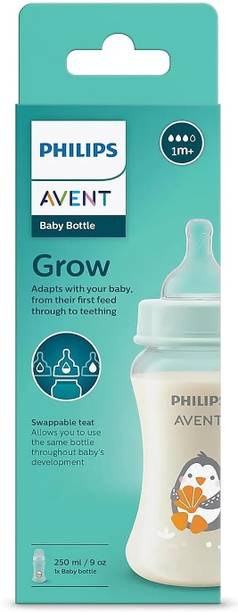 Philips Avent Grow Baby Bottle SCF060/01 | Penguin |0m+ age | BPA free | Pack of 1 - 250 ml