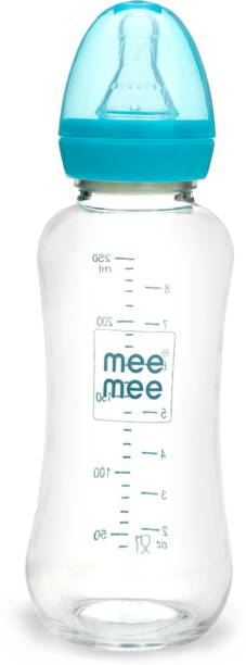 MeeMee Premium Glass Feeding Bottle_Blue - 240 ml