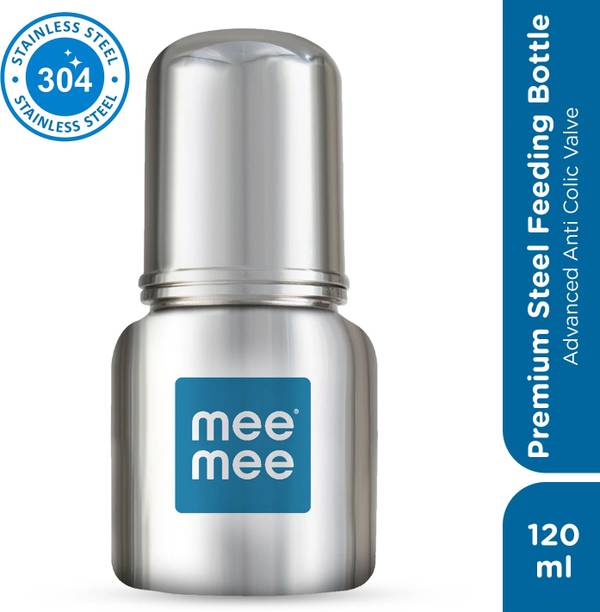 MeeMee Baby Premium Steel Feeding Bottle with Advanced Anti Colic Valve, for Babies - 120 ml