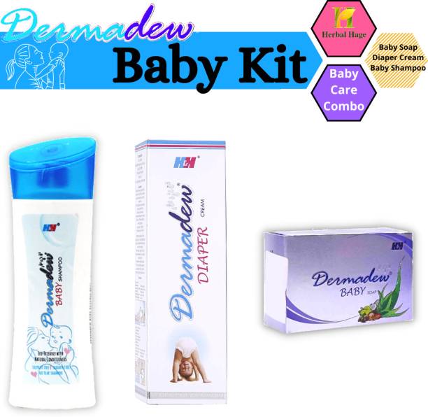 Herbal Hage Dermadew Baby Care Kit Dermadew Diaper Cream, Baby Soap, Baby Shampoo