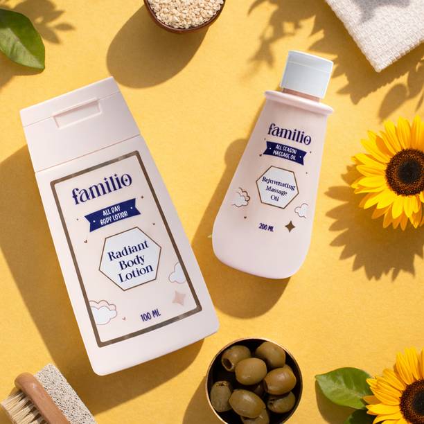FAMILIO All Season Massage Oil and All Day Body Lotion Combo for Kids