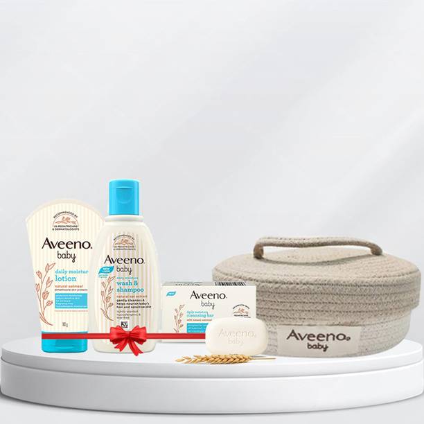 Aveeno Baby Daily Moisturising Lotion,Wash,Soap & Jute Bag