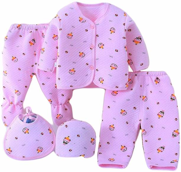 The Cheeky Kidzz Newborn Premium 5 Piece Baby Essential Baby Suit All Season Bib Cap(0 -5 Months)