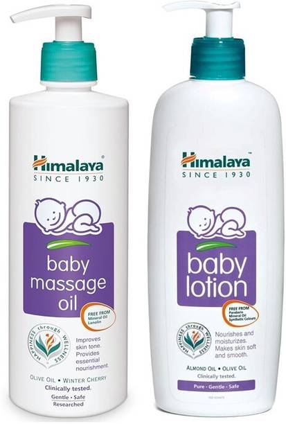 HIMALAYA Baby Massage Oil 500 ml With Bbaby Lotion 400 ml