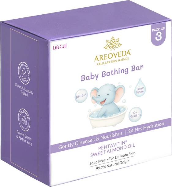 Areoveda Baby Bathing Bar | 24Hrs Hydration |Soap Free |Fights Germs | Lab Tested