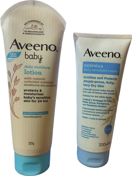 Aveeno Baby Daily Moisturising Lotion & Dermexa Daily Emollient Cream Combo