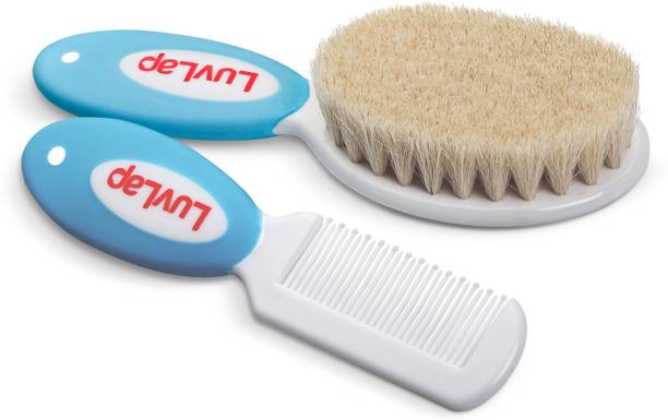 LuvLap Baby Comb with Rounded Tips & Hair Brush with Natural Bristles,