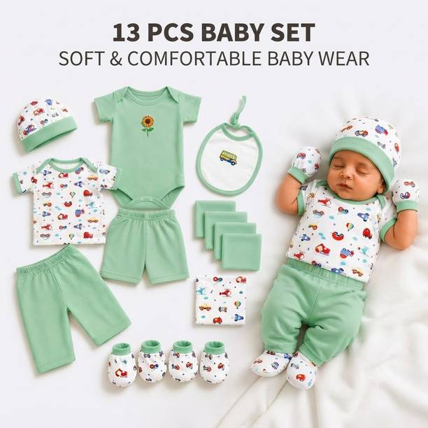 D-status Newborn Baby Clothing Gift Set with Accessories 13 Pcs