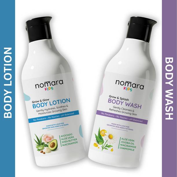 nomara Kids Body Lotion & Wash/Shower Combo for Boys & Girls | Daily Care (5-15 years)