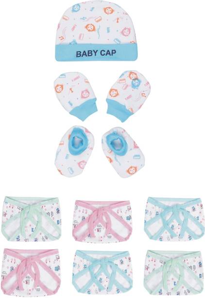 MEEOWMEE COMBO OF NEW BORN BABY NAPPY,DIAPER,LANGOT AND BABY CAP,MITTEN, BOOTIES SET.