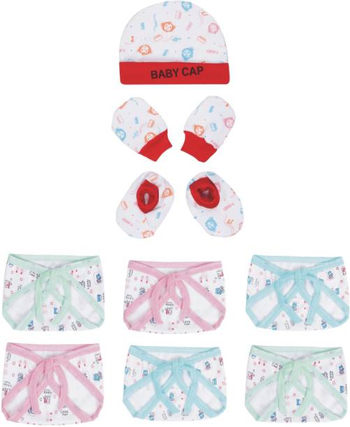 MEEOWMEE COMBO OF NEW BORN BABY NAPPY,DIAPER,LANGOT AND BABY CAP,MITTEN, BOOTIES SET.