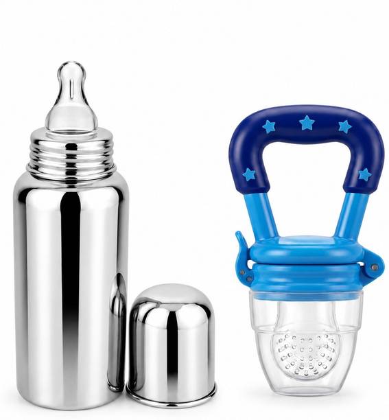 Y.GOYAL&CO. Steel Feeding Bottle & Fruit Feeder Combo Set