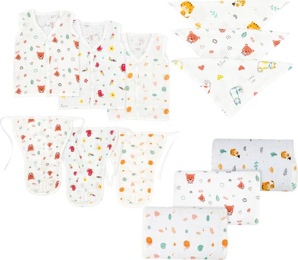 Fareto New Born Baby Purely Musline Set(0-2 Months)(Pack Of 12)