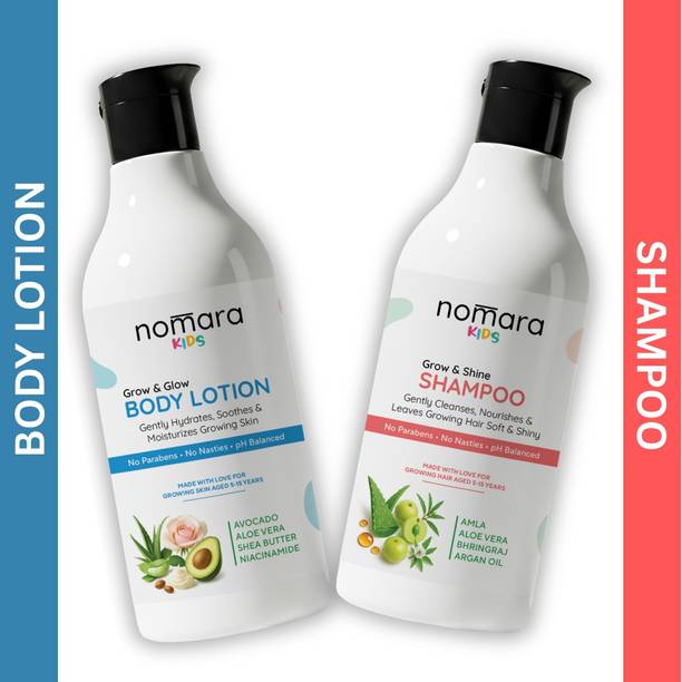 nomara Kids Body Lotion & Shampoo Combo for Boys & Girls | Daily Care (5-15 years)
