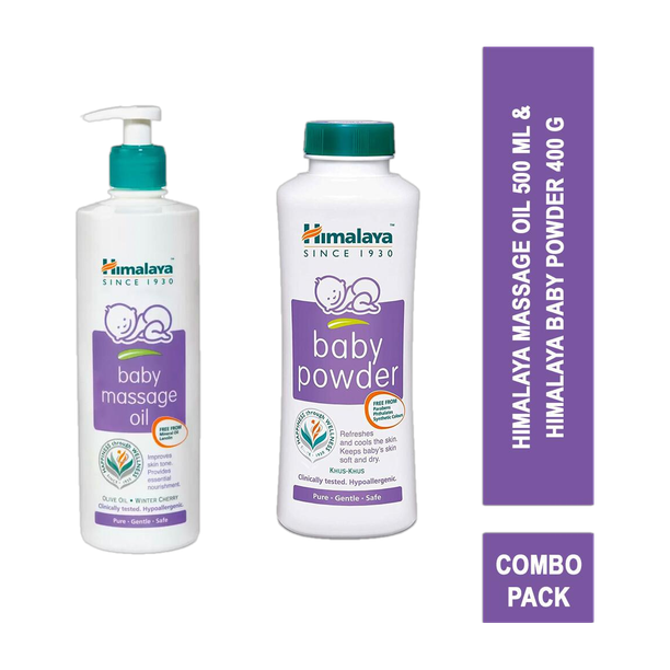 HIMALAYA BABY MASSAGE OIL 500ml+POWDER 400g Bundle pack