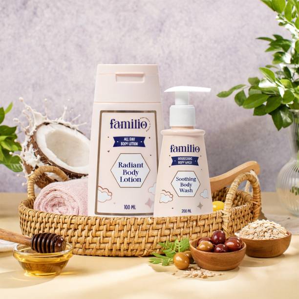 FAMILIO Nourishing Body Wash and Radiant Body Lotion Set for Kids