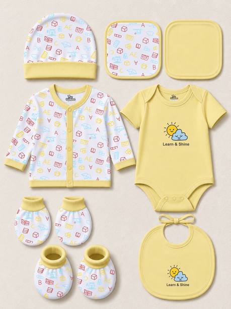 KidBee Newborn Baby 8 Pcs Premium Gift Set with Clothing Essentials 0-6 Months