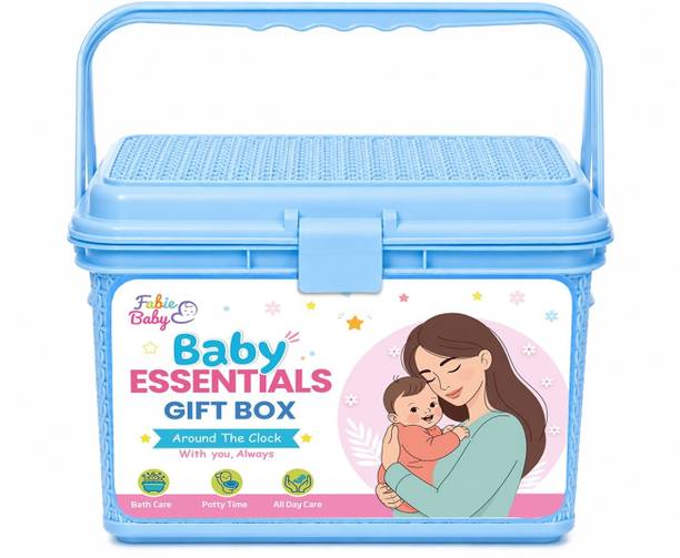 Fabie Baby Essentials Gift Box | Baby Care Gift Set with Bath, Skin & Diaper Care|10 Items