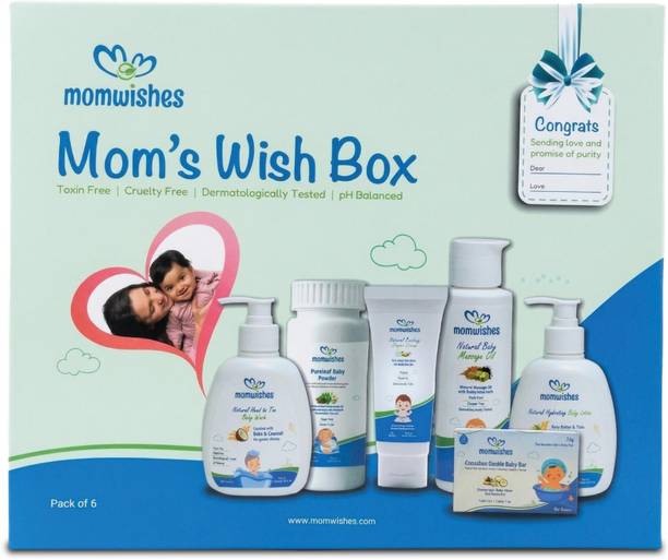 Momwishes 6-in-1 Natural Newborn Baby Care Combo Gift Set | Toxin-Free Daily Essentials