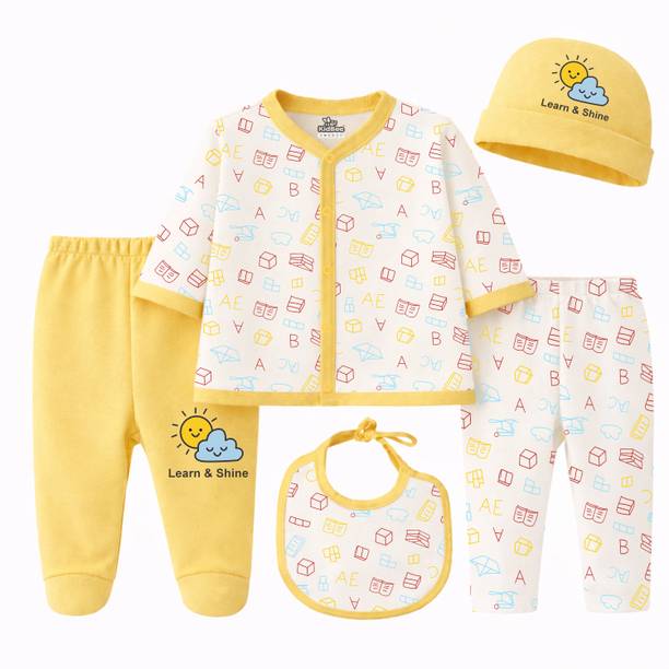 KidBee Newborn Babies Essentials Clothing Gift Set (Pack of 5) (0-6 Months)