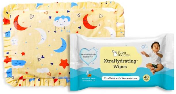 Superbottoms Mustard Seed Pillow for Newborn and XtraHydrating Wipes - 40 Pack