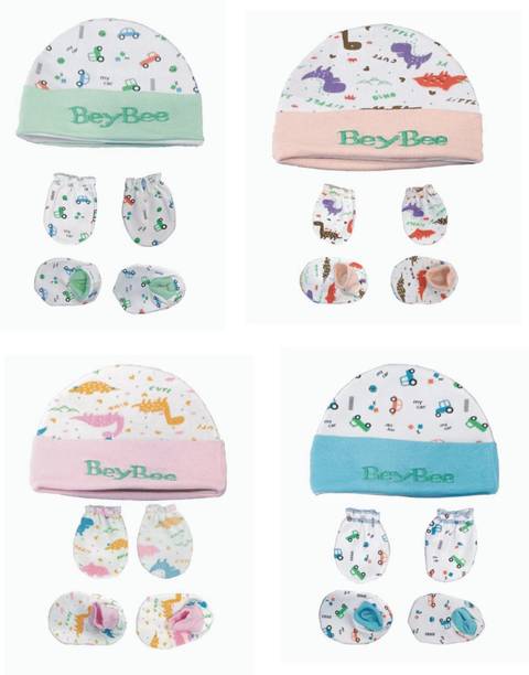 Diptchy Enterprises New Born Baby Infant Soft Cotton Mitten Sets with Cap and Booties