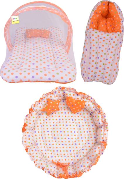 Kwitchy New Born Baby Bed Mattress Mosquito Net Sleeping Bag Gadda Set Nest Bed standard Crib