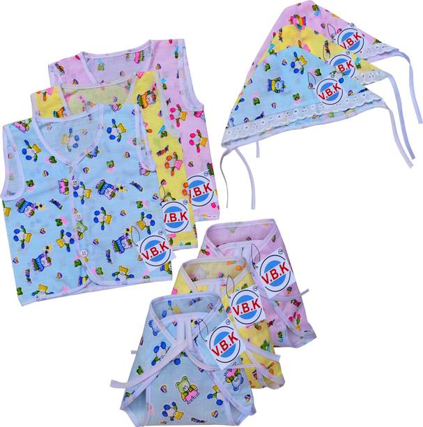V.B.K Baby Boy and Girl Clothes Set With Jabla, Nappy and Cap,Pure Cotton,0 - 6 Months