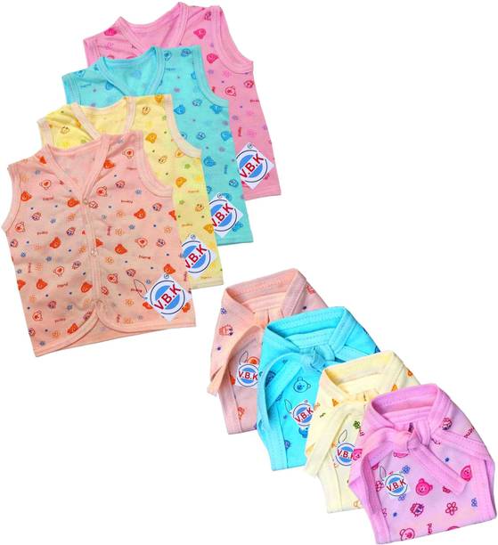 V.B.K Baby Clothes With Jabla (4 Pcs) and Nappy (Langot) (4 Pcs), 0 - 6 Months,Hosiery