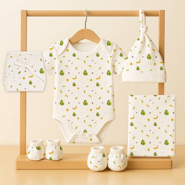 Mom's Home Organic Cotton New Born Baby Essential 6 Items Gift Set