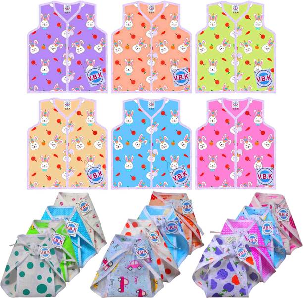 V.B.K New Born Baby Clothes With Jabla and Nappy (Langot), Pure Cotton, 0 to 6 Months