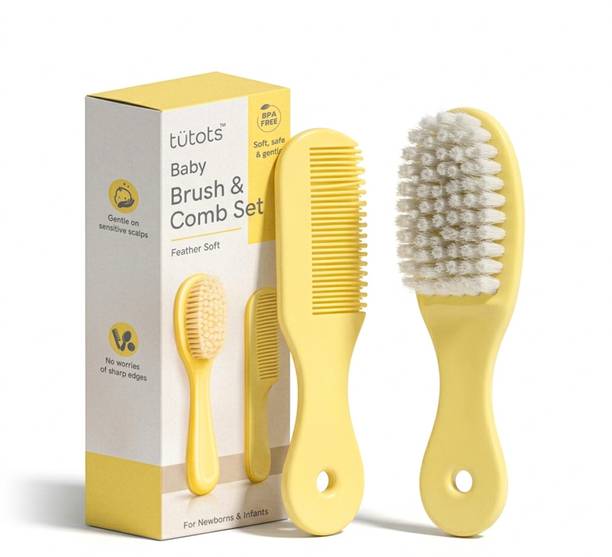tutots Baby Hair Brush & Comb Set, Gentle, Safe & Easy Grooming for Infants & Toddlers