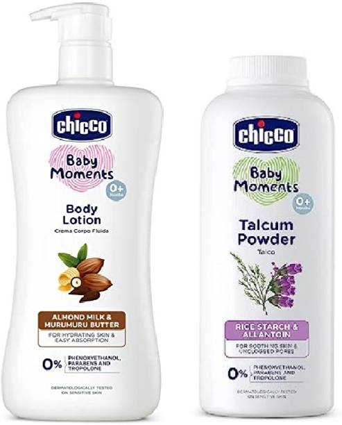 Chicco New Born Baby Talcum Powder & Body Lotion(Combo)