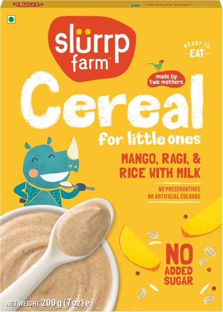 Slurrp Farm No Added Sugar Ragi Mango | Mildly Sweetened with Date Powder Instant Cereal