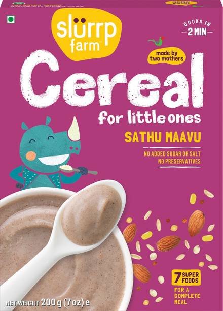 Slurrp Farm Sathu Maavu, Contains Ragi, Dals & Almonds, No Added Sugar, No Milk Cereal