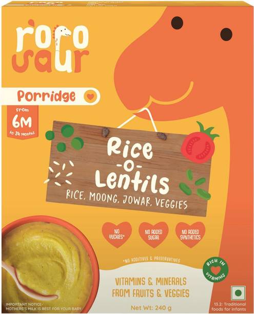 Rorosaur Baby Food - Porridge Mix with Lentils, Rice & Veggies | No Added Sugars Cereal