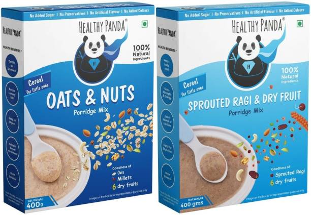 HEALTHY PANDA Organic Sprouted Ragi Dry fruit Baby Cereal(400G) + Oats & Nuts Baby Food (400g) Cereal