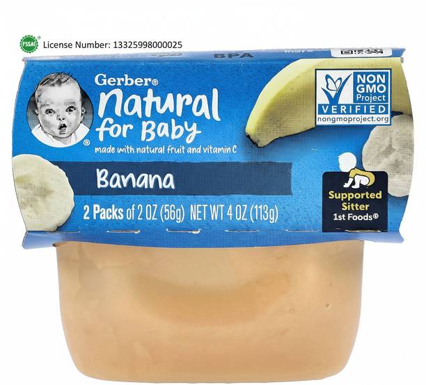 GERBER Natural for Baby Banana Baby 113g Stage 1 Baby Food| Non Gmo Cereal