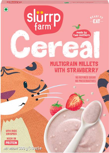 Slurrp Farm No Refined Sugar Instant Cereal, Strawberry and Rice Crispies Cereal